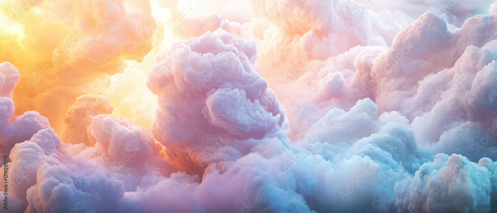 Poster soft and textured clouds with ever-changing forms in a vibrant sky