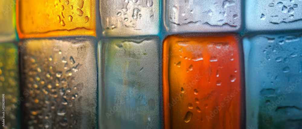 Poster vibrant colored frosted glass texture with diffused light creating a colorful atmosphere