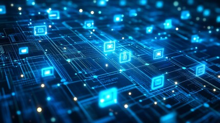 Abstract Digital Network: Global Data Flow and Connectivity