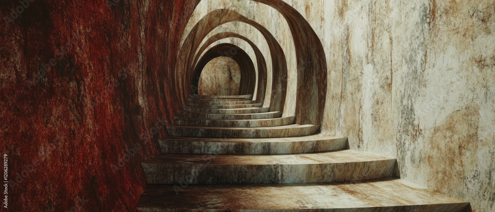 Poster exploring textures created by converging lines and vanishing points in a dynamic space