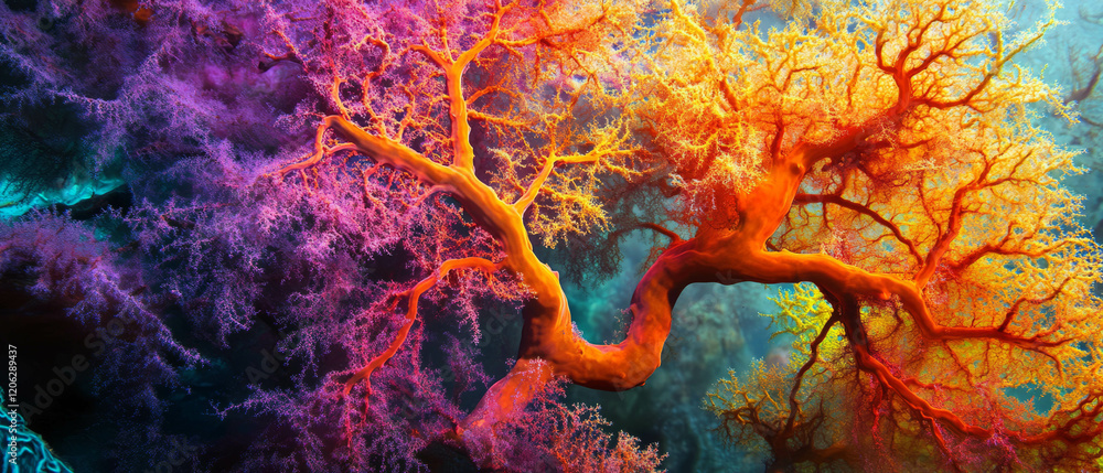 Poster vibrant coral structure showcasing intricate textures and branching forms underwater