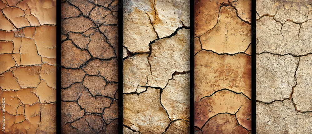 Poster cracked bark texture displaying varied brown patterns in natural environment