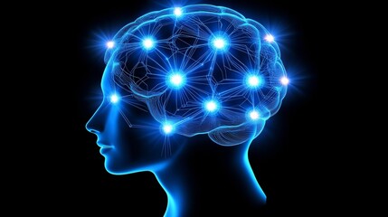 Obraz premium Glowing Neural Network Pattern Exploring the Depths of Human Cognition and Consciousness