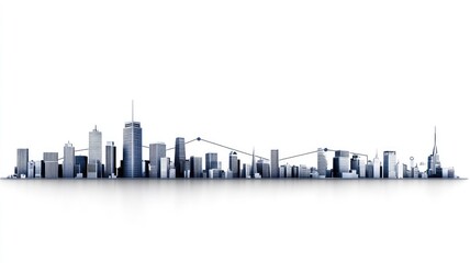 Obraz premium Modern city skyline with tall buildings and iconic skyscrapers