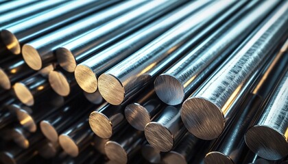  The steel bars are stacked in rows, representing the high quality and strength of the stainless steel. 