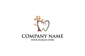 Dental Logo Featuring Tree and Tooth Illustration Symbolizing Health and Nature