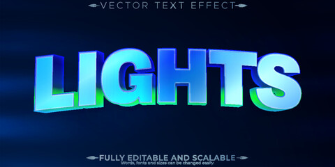 Lights editable text effect, editable neon and glow text style