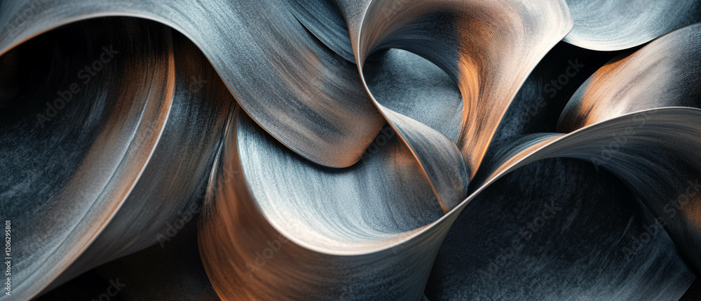 Poster curled ribbons create a dynamic texture with playful spiral shapes and fluid movement