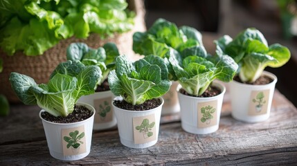 cups with cabbage seedlings. Selective focus