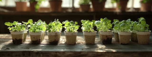 cups with vegetable seedlings. Selective focus