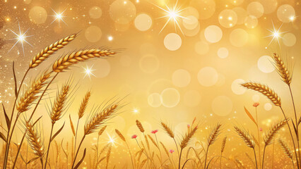 Wheat Field at Sunrise, symbolizing Shavuot, for Agriculture, Food Industry, and Religious Holiday Content. Celebrations Like Harvest Festivals, Promoting Sustainable Agriculture.