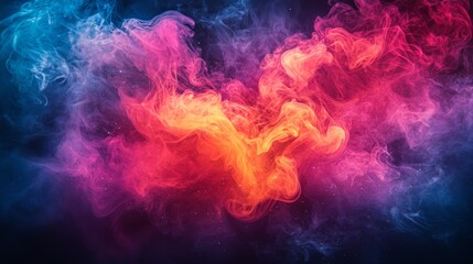 Obraz premium Vibrant abstract clouds with glowing colors on a dark background