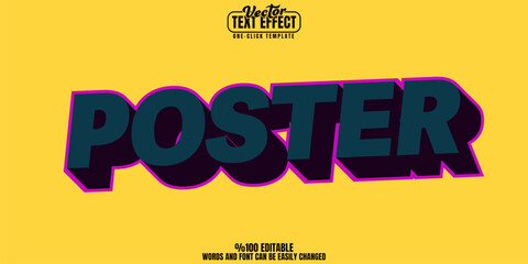 Poster editable text effect, customizable text and effect 3d font style