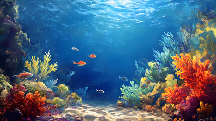 Obraz premium Painting ocean nature sea. Sapphire Sea. Illustration