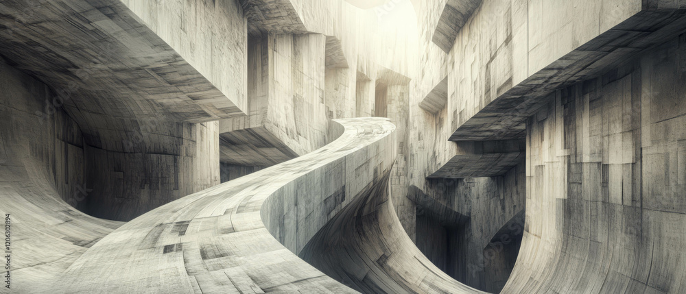 Poster exploring divergence in architectural lines with unique perspectives and textures