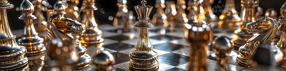 Obraz premium golden chess close-up. Selective focus