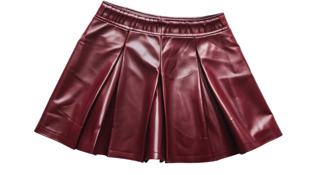 Leather red mini skirt single on transparent background