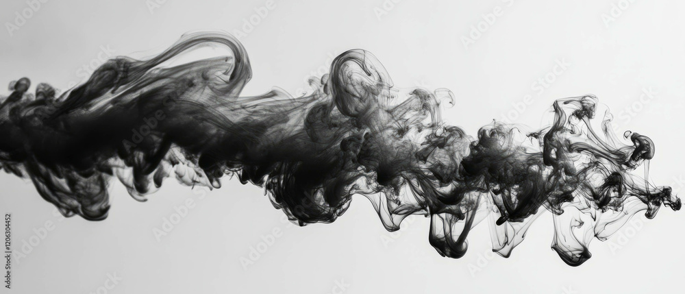 Poster flow of black drawing ink creating varied shades and texture with smooth consistency