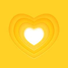 Paper heart frame on yellow background for Valentines day and wedding lovely greeting card design