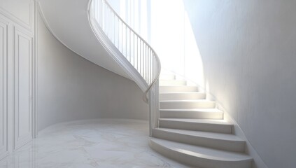 Fototapeta premium Elegant White Spiral Staircase Interior Design