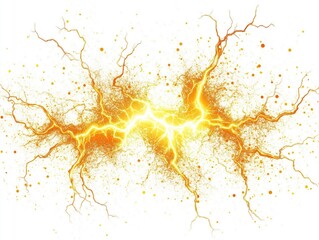 A vibrant illustration of a bright yellow lightning bolt with intricate details against a white background.