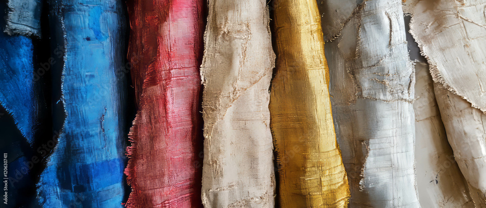 Poster Exploring the unique textures and colors of Dupioni silk fabrics in various tones