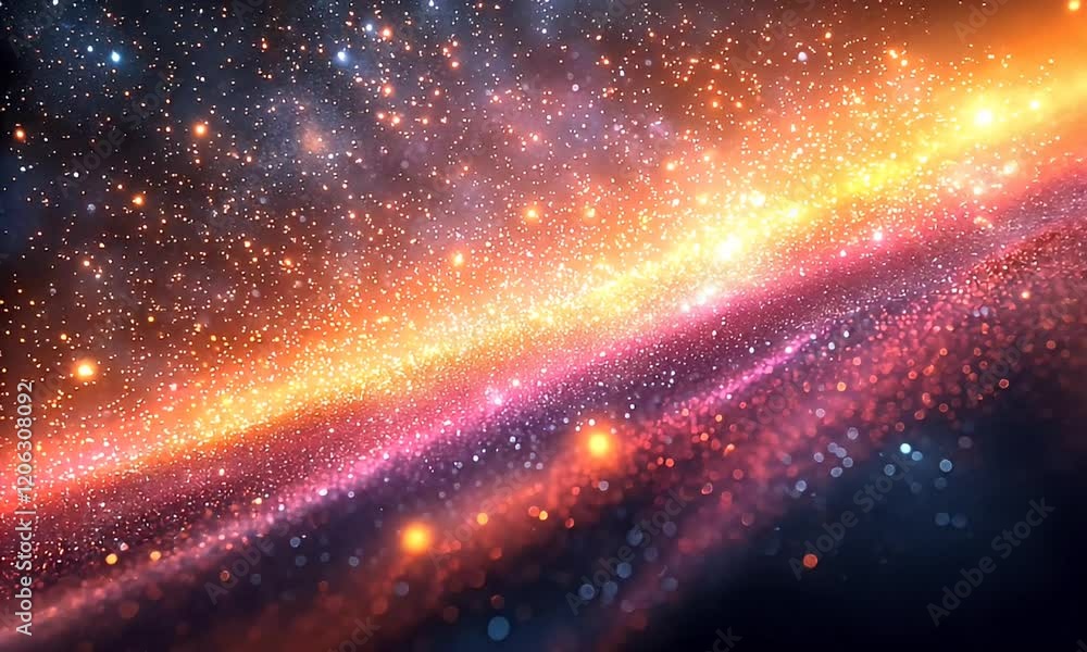 Wall mural vibrant cosmic landscape filled with colorful stars and shimmering particles, creating a mesmerizing