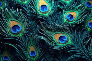 Intricate peacock feather pattern, swirling vibrant blues and greens , texture, graphic