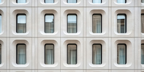 Creative building design. Building facade of unusual shape, art object, architectural art. 
