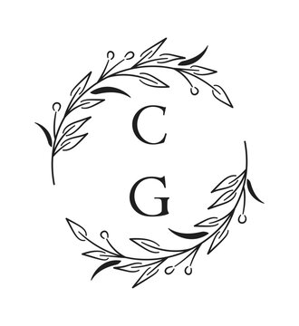 Wedding monogram logo simple circle