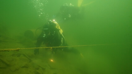 Scuba diving in the lake