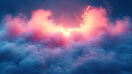 Dreamy pink and purple clouds illuminated with soft lighting