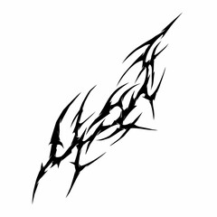 neo tribal branch tattoo element vector design in stiff touch Abstract shape silhouette on white background