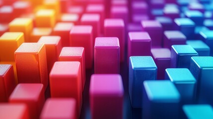 Obraz premium Vibrant 3D cubes in gradient colors creating a modern design