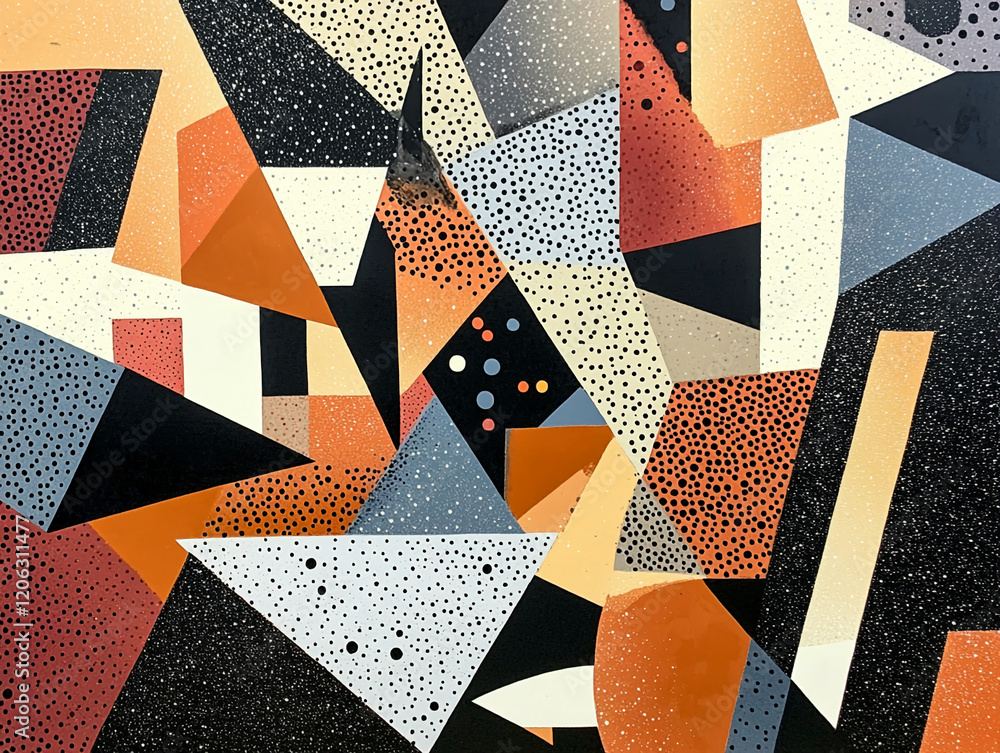 Poster Abstract geometric art with contrasting shapes and bold color blocks