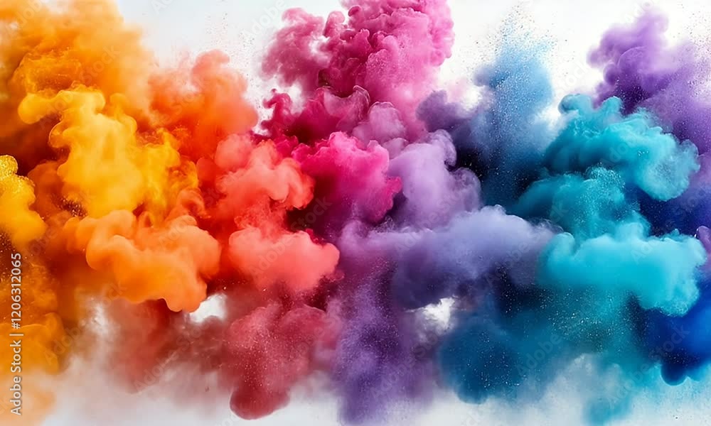 Wall mural vibrant explosion of colorful smoke in various hues filling the air, creating a dynamic and artistic