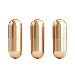 Three Golden Capsules  Shiny  Luxury  Product Mockup  Medicine  Supplement  Container   Be