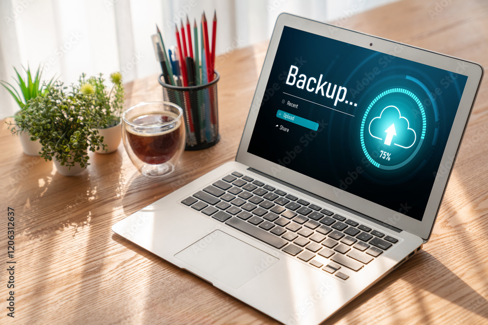 Poster backup storage data internet technology business concept. database storage cloud technology file dat