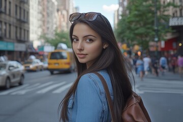 Fototapeta premium A Beautiful Girl in New York City