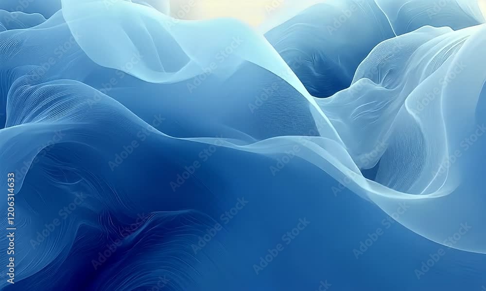 Wall mural abstract blue waves flowing gracefully, creating a serene atmosphere, ideal for backgrounds or artis