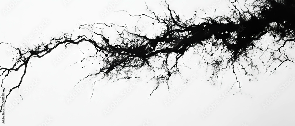 Poster intricate black ink lines creating delicate patterns on a white background