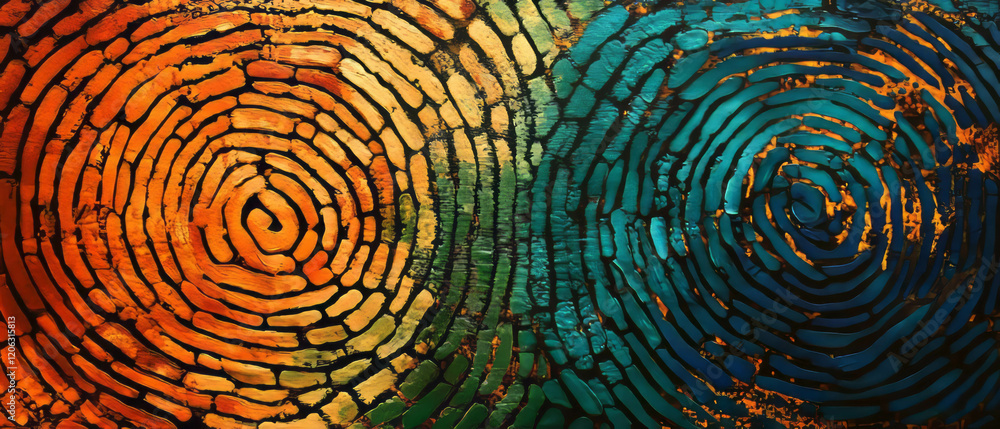 Aufkleber unique fingerprint art showcasing vibrant colors and intricate patterns in a creative design