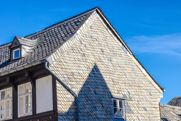 Slate house gable with shadow