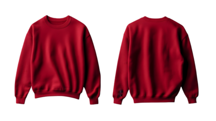 Red Crewneck Sweatshirt Mockup  Front   Back View  Blank Apparel  Fashion Design  Clothing