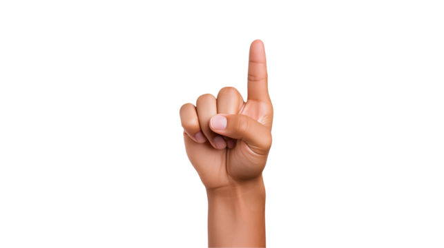 Hand gesture index finger pointing up isolated on black background perfect for website design app interface presentation slides and marketing materials