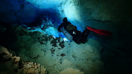 Scuba diving in caves in DR