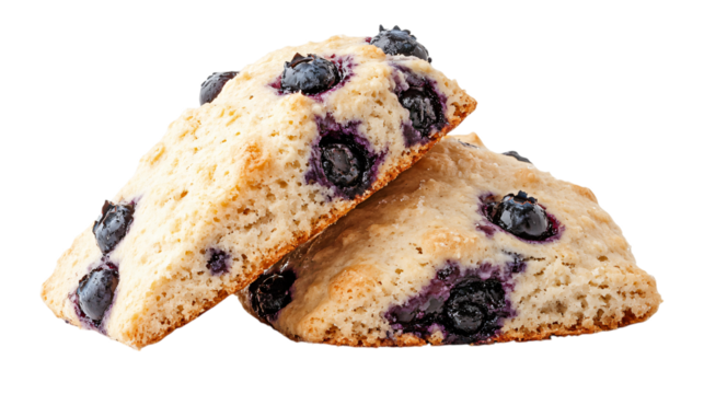 baked blueberry scone isolated on transparent background