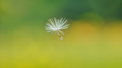 A Single Dandelion Seed with a Water Droplet Capturing Nature's Delicate Beauty
