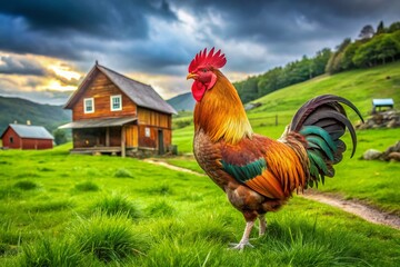 Norwegian Farm Cockerel: Rustic Charm and Countryside Beauty