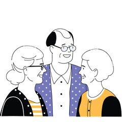 Obraz premium Modern stylish seniors, Happy elderly men and women illustration